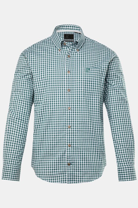 Chemise à carreaux JP 1880 esprit « Trachten » (tenue bavaroise traditionnelle), manches longues et col à pointes boutonnées, coupe Modern Fit - jusqu'au 8 XL