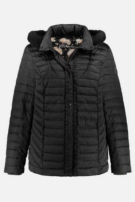 Ruffle Trim Triple Function Quilted Lined Jacket