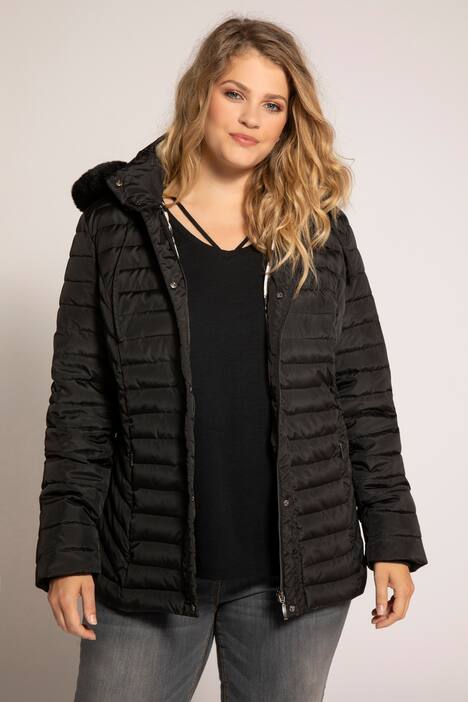 Ruffle Trim Triple Function Quilted Lined Jacket