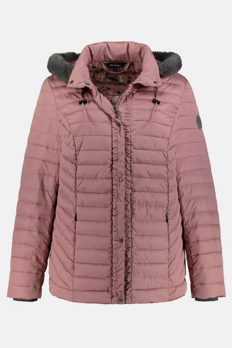 Ruffle Trim Triple Function Quilted Lined Jacket
