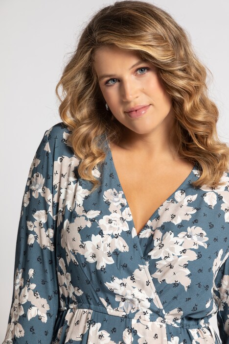 Floral Faux Wrap Crepe Dress