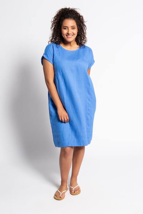 Leinenkleid, Raffung, Oversized, Rückenschleife