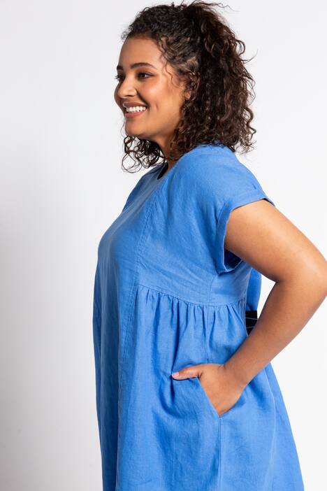 Leinenkleid, Raffung, Oversized, Rückenschleife