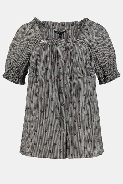folklore blouse, strepen, bloemen, bubble kwaliteit