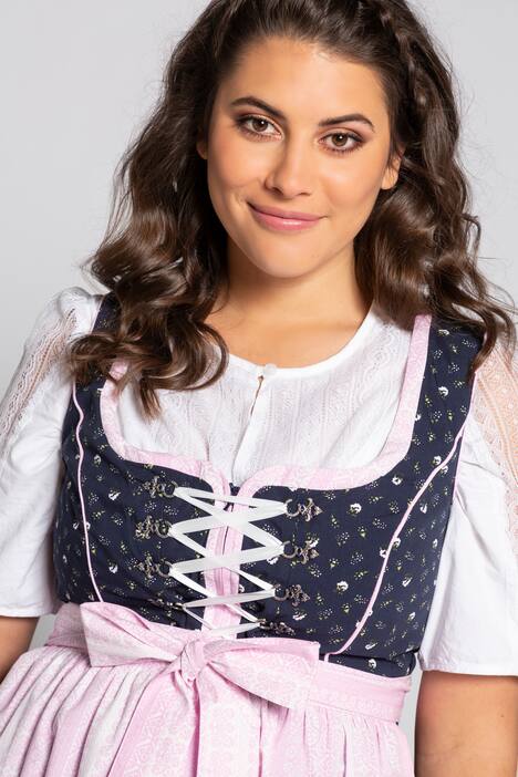 Dirndl, geblümt, Zierschnürung, passende Schürze