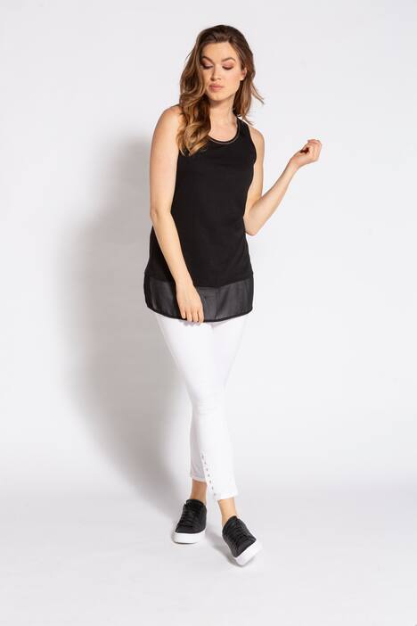 Top Identity, Glitzernähte, Chiffon am Saum, Halbarm