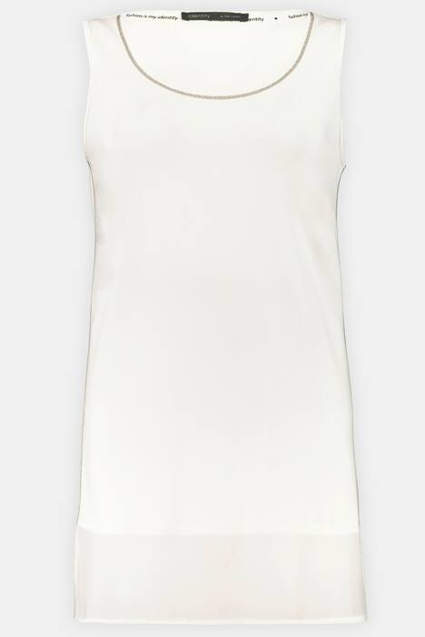 Top Identity, Glitzernähte, Chiffon am Saum, Halbarm