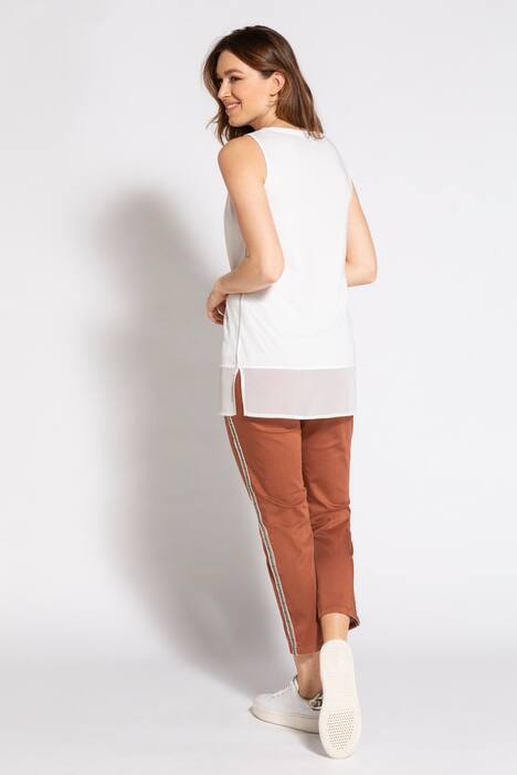 Top Identity, Glitzernähte, Chiffon am Saum, Halbarm