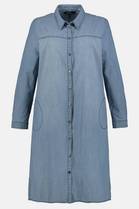 Hemdblusenkleid, weicher Denim, Krempelriegel