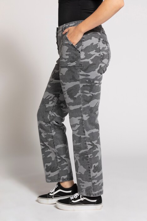 Boyfriend-Jeans, Camouflage, weite 4-Pocket-Form