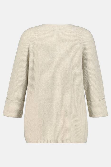 Pullover, V-Ausschnitt, 3/4-Arm, weicher Feinstrick
