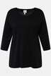 T-shirt, jersey bord-côte. Col en V et manches 3/4. Coton bio