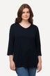 Shirt, ribjersey, V-hals, 3/4-mouw, biologische katoen