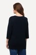 Shirt, ribjersey, V-hals, 3/4-mouw, biologische katoen