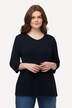 Shirt, ribjersey, V-hals, 3/4-mouw, biologische katoen