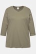 Shirt, ribjersey, V-hals, 3/4-mouw, biologische katoen