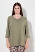 Shirt, ribjersey, V-hals, 3/4-mouw, biologische katoen
