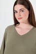 Shirt, ribjersey, V-hals, 3/4-mouw, biologische katoen