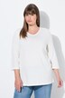 T-shirt, jersey bord-côte. Col en V et manches 3/4. Coton bio
