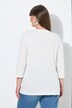 T-shirt, jersey bord-côte. Col en V et manches 3/4. Coton bio