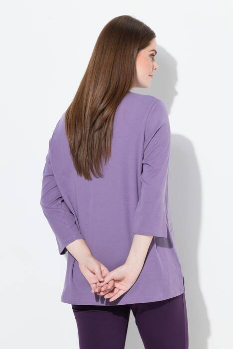 Shirt, Rippjersey, V-Ausschnitt, 3/4-Arm, Biobaumwolle