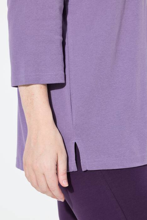 Shirt, Rippjersey, V-Ausschnitt, 3/4-Arm, Biobaumwolle