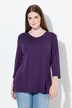 Shirt, ribjersey, V-hals, 3/4-mouw, biologische katoen