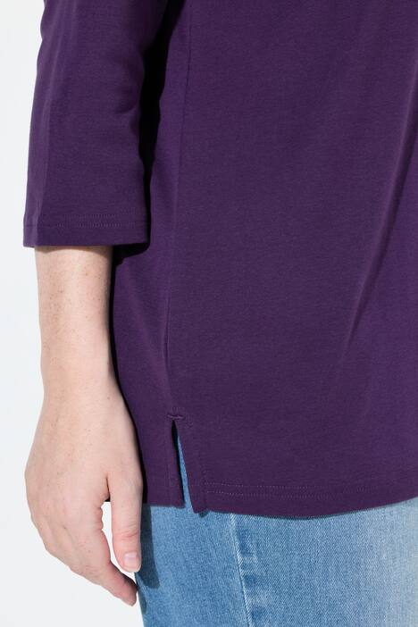 Shirt, Rippjersey, V-Ausschnitt, 3/4-Arm, Biobaumwolle