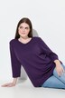 Shirt, ribjersey, V-hals, 3/4-mouw, biologische katoen