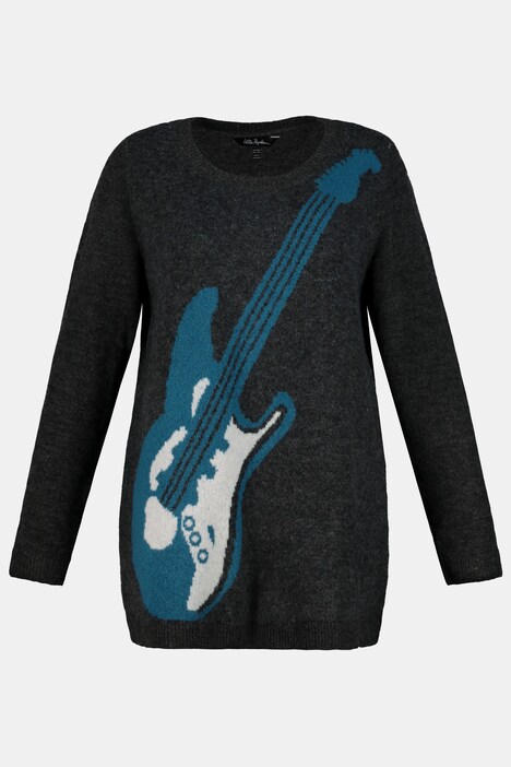 Pullover, Gitarrenmotiv, weicher Feinstrick