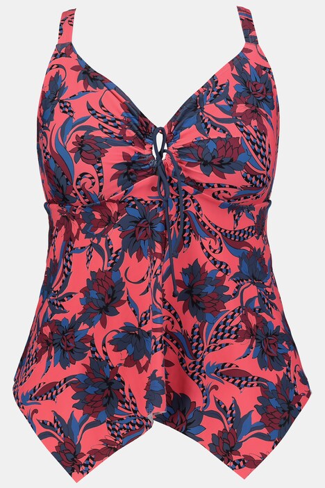 Tankini, Blütenmuster, Softcups, Zipfelsaum