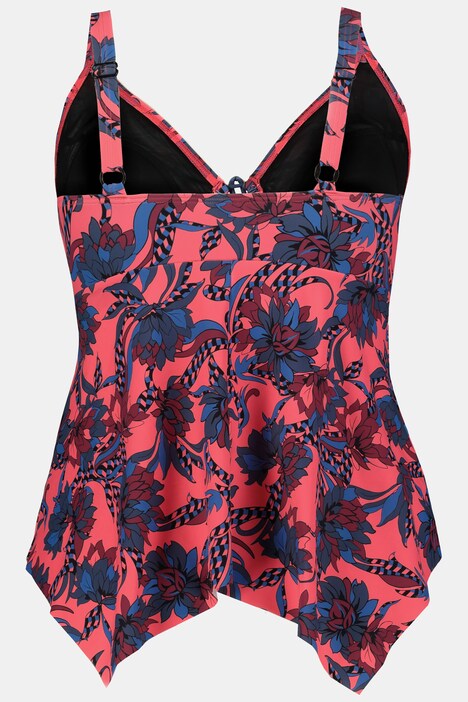 Tankini, Blütenmuster, Softcups, Zipfelsaum