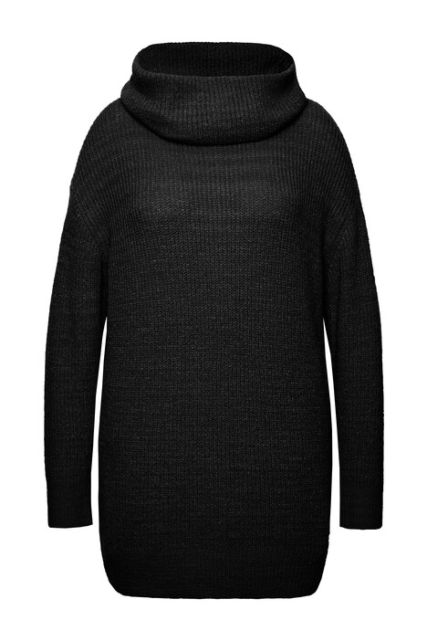 Pletený svetr, rolákový límec, delší střih, oversize, dlouhé rukávy