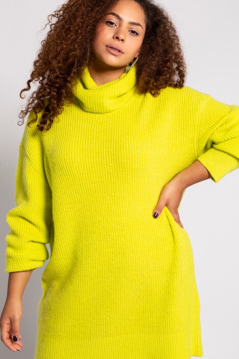Strickpullover, Rollkragen, längere Form, Oversized, Langarm