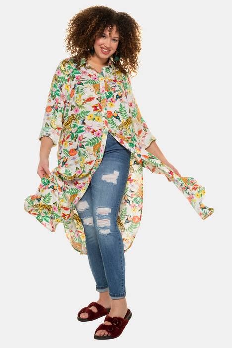 Longbluse, Blumenmuster, Langarm