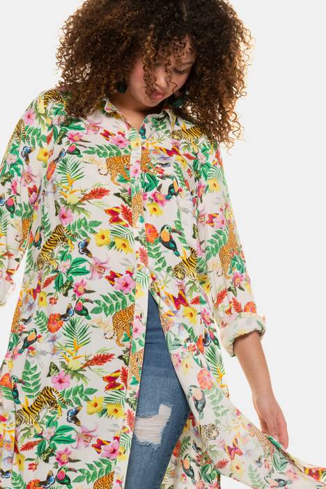 Longbluse, Blumenmuster, Langarm
