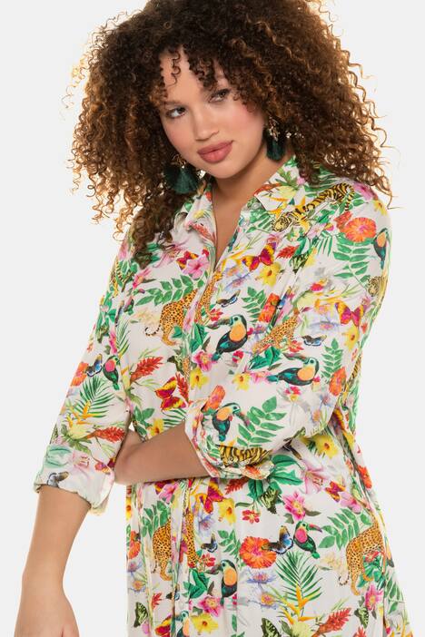 Longbluse, Blumenmuster, Langarm
