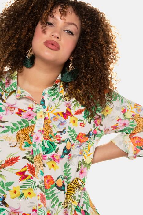 Longbluse, Blumenmuster, Langarm