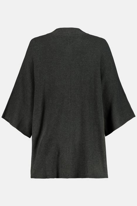 Strickjacke, Rippstrick, Oversized, Stehkragen, 3/4-Arm