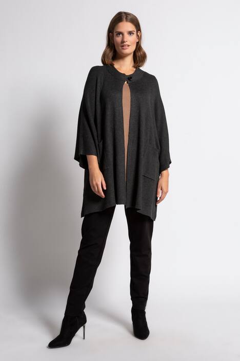 Strickjacke, Rippstrick, Oversized, Stehkragen, 3/4-Arm