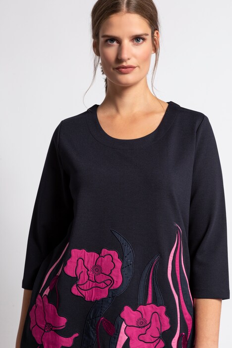 Floral Applique Stretch Ponte Knit Tunic