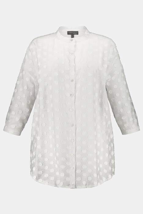 Burnout Dot Button Front Tunic Blouse