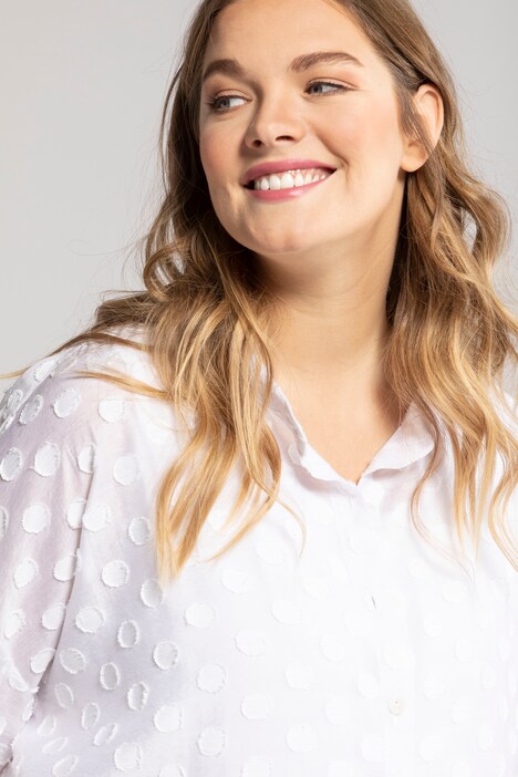 Burnout Dot Button Front Tunic Blouse