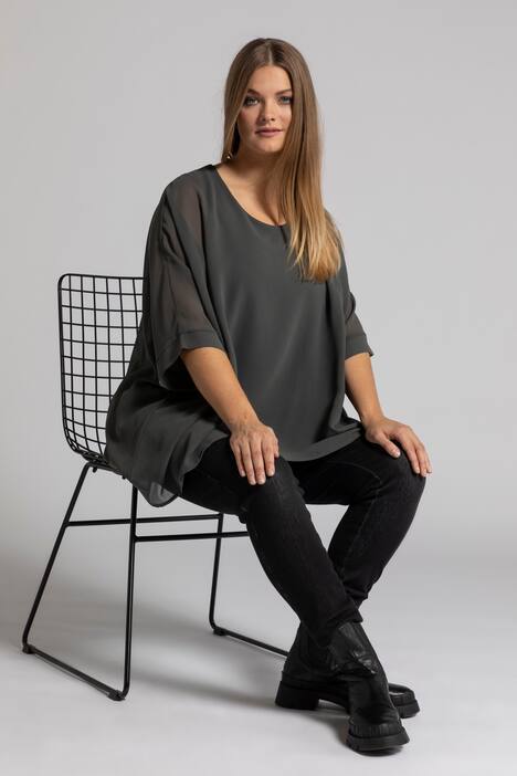 Blusenshirt, Chiffon, blickdichtes Futter