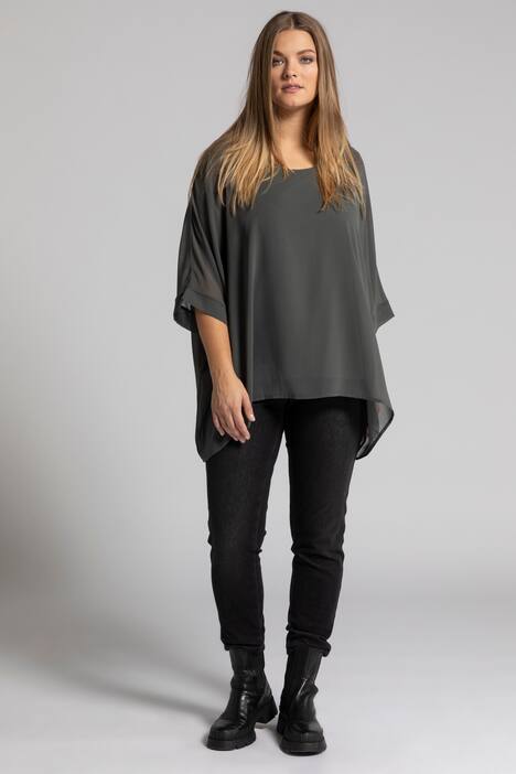 Blusenshirt, Chiffon, blickdichtes Futter