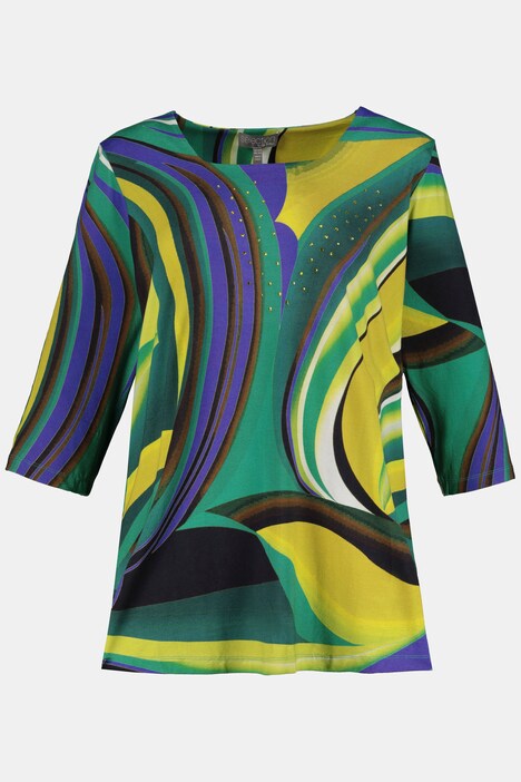 Shirt, Design-Streifen mit Hot-Fix-Steinen, 3/4-Ärme, selection