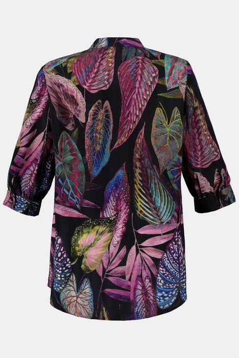 Longbluse, Cupro mit Blätter-Design, 3/4-Ärmel, selection