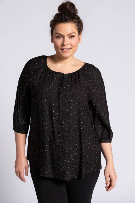 Bluse, Crepe mit Mkro-Dots, 3/4-Ärmel, selection