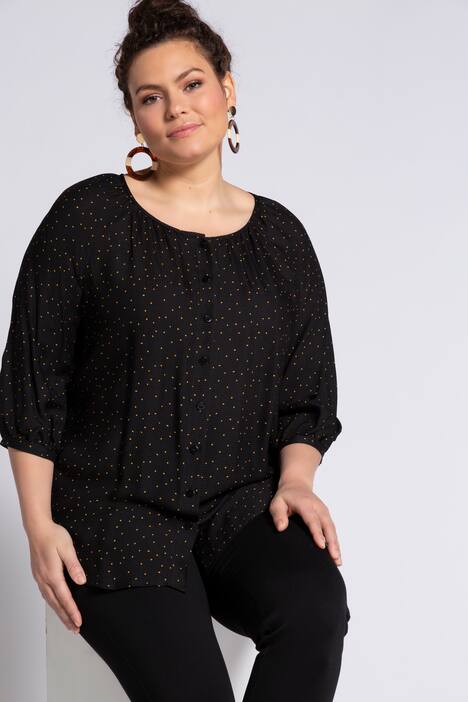 Bluse, Crepe mit Mkro-Dots, 3/4-Ärmel, selection