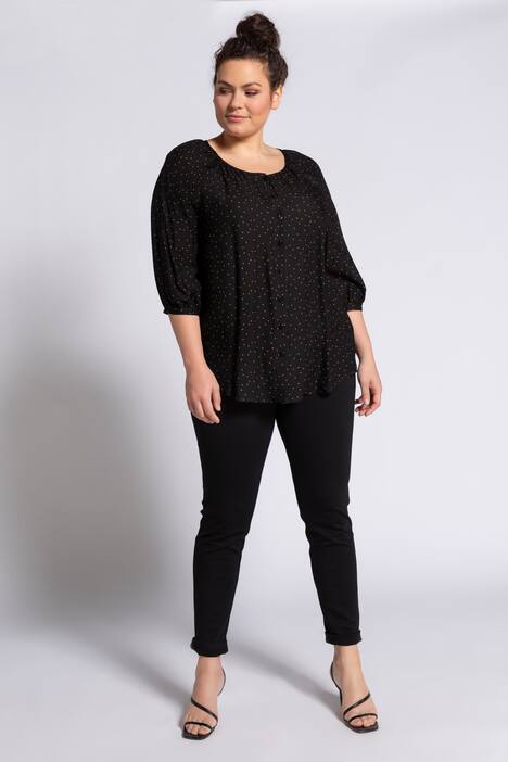 Bluse, Crepe mit Mkro-Dots, 3/4-Ärmel, selection